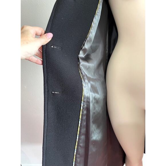 J.crew Lady Day Long Pea Coat Italian Wool Black Fitted Tailored 6 Tall - Picture 8 of 12